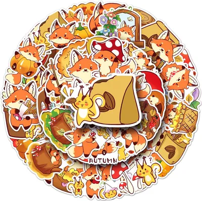 Produktbild von 50 PCS Füchse Aufkleber für Laptop,Aufkleber Kinder Tiere,Fox Sticker Wasserfeste Aufkleber Vinyl Aufkleber,für Laptop Kinder Autos Motorrad Fahrrad Skateboard Gepäck Koffer Aufkleber Graffiti Decal