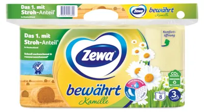 Obrázek produktu pro Zewa osvědčený heřmánek s vůní heřmánku ve žlutém vzoru peříček 8x150 listů