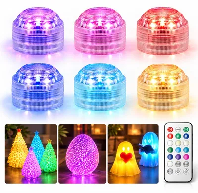 Mini-LED-Lampen mit Fernbedienung, 6 Stück, mehrfarbig