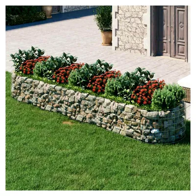 Produktbild von Gabionen-Hochbeet aus verzinktem Eisen 400x100x50 cm, Pflanzkübel, Kräuterbeet, Hochbeete-Set, Pflanztrog, Vertikalbeet, Pflanzgefäße