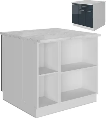 Produktbild von Kücheninsel Vicco Fame-Line Dunkelblau Hochglanz 90 cm mit Schublade, ohne Arbeitsplatte, Model 49047