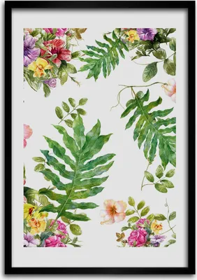 Produktbild von Bild - Bilderrahmen - Foto - 70 cm x 100 cm - MDF - Rahmen - Wandkunst - Tropische Blumen