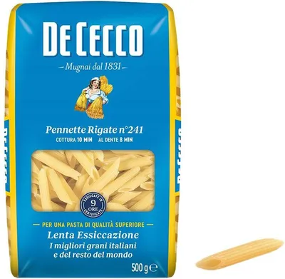 Obrázek produktu pro De Cecco Pennette Rigate n.241 500 g italské těstoviny malé trubičky