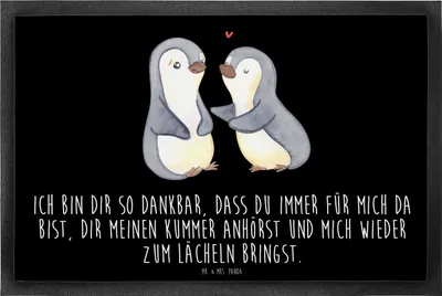 Produktbild von Mr. & Mrs. Panda fußmatte Pinguine trösten 40 x 60 cm - Schwarz - Geschenk, Hochzeitstag, für Freundin, Partner, Schuhabstreifer, Schmutzmatte, Frauen, Mitbringsel