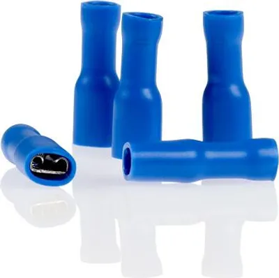 Produktbild von alca® Flachsteckhülsen vollisoliert blau 5,6mm 10St. 1,5-2,5mm² AWG 16-14 vollisoliert männlich Flachstecker Quetschkabelschuhe Steckverbinder