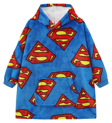 Obrázek produktu pro Superman – Dětská mikina s kapucí a potiskem, volného střihu, dlouhé rukávy, model GT61388 (velikost 110-116) (modrá/červená)