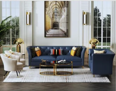 Produktbild von Klassische Chesterfield Sofagarnitur 3+2 Sitzer Sofa Couch Polster Leder Textil