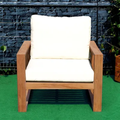 Imagen del producto de Loungesessel Teakholz Treviso Massivholz Wetterfest + Sitzkissen Creme