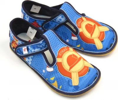 Produktbild von Jungen Hausschuhe BAREFOOT EF 395 Feuerwehr Blau 24