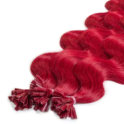 Image de hair2heart Premium Human Hair Extensions Wavy - 25 mèches 0,8g 40cm 0/44 red intense
