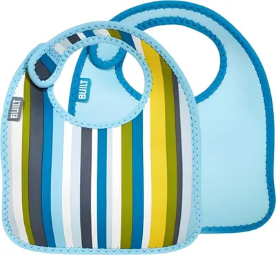 Produktbild von Built, 2er Set Baby-Lätzchen Mess Mate wasserdichtes Neopren, Blau