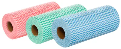 Productafbeelding van Reinigingsdoekjes in 3 rollen, met in totaal 150 reinigingsdoekjes – Meerdere kleuren – Rood/Blauw/Groen