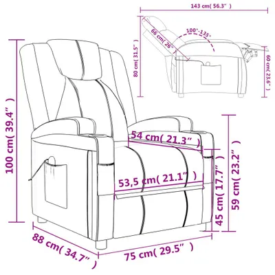 Imagen del producto de Silla de masaje eléctrica, color , tapizada en cuero sintético (vidaXL)