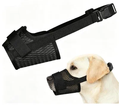 Immagine prodotto di Museruola nera in rete, traspirante e regolabile, per cani di taglia media