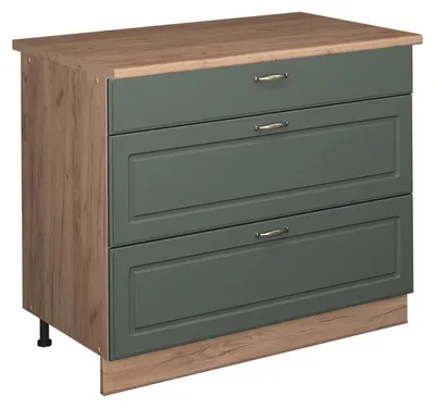 Immagine prodotto di Mobiletto base per cucina Vicco Fame-Line Verde-oro rustico/Rovere dorato 100 cm, PL Rovere, Model 62046