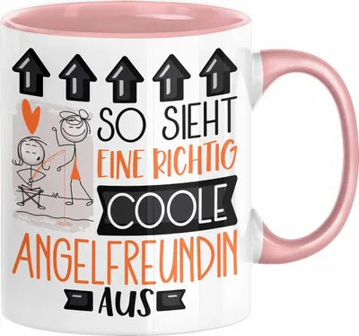Produktbild von Angelfreundin Geschenk Tasse Lustig Geschenkidee für Angelfreundin Geburtstag So Sieht Eine Richtig Coole Angelfreundin Aus Frauen Spruch Anglerin (Rosa)
