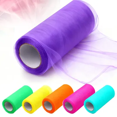 Tüllstoff 6 Rollen 15 cm x 23 m bunt Polyester Organza