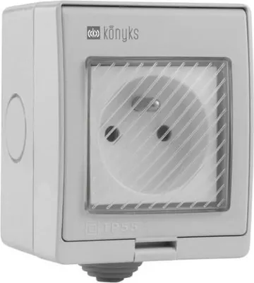 Image de Prise Extérieure WiFi KONYKS Pluviose FR, IP55, Blanc