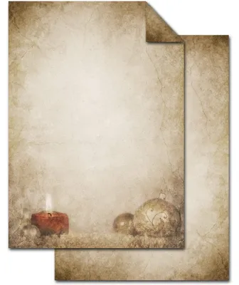 Produktbild von 100 Blatt Weihnachts-Briefpapier beige KUGEL KERZE VINTAGE beidseitig bedruckt 100g Weihnachts-Papier DIN A4 Brief-Bogen marmoriert vintage natur gold braun alt100 Blatt