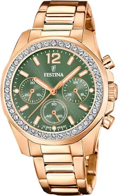 Produktbild von Festina Damenchronograph Modell: 20639_A mit grünem Zifferblatt