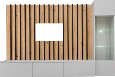 Produktbild von Wohnzimmerwand CECILIA – Eiche Artisan / perlgrau