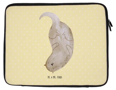 Produktbild von Mr. & Mrs. Panda Laptop Sleeve Otter Kopfüber 20 x 28 cm - Gelb Pastell - Geschenk, Hülle, Seeotter See, Laptophülle, Süß, Tasche, Case, Laptoptasche, Niedlich