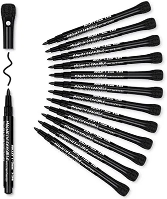 Produktbild von PromoHome® Magnetische Whiteboard Stifte Set - 12 Trocken Abwischbare Marker mit Radierer