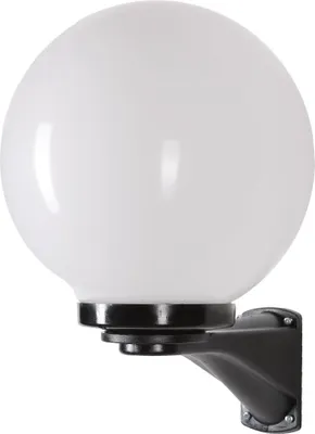 Produktbild von Wandleuchte Kugel Ø25cm – Außenlampe IP44 wetterfest, LED geeignet, Gartenlampe für Terrasse & Hof, Opalweiß/Schwarz, inkl. Montagematerial