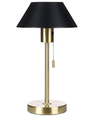Produktbild von BELIANI Tischlampe Schwarz und Gold mit Kegelschirm und Zugschalter Arbeitszimmer Modern