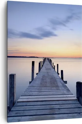 Produktbild von Bild auf Leinwand - Leinwandbild - Einteilig - Sonnenuntergang See Wasser Brücke - 70x100cm - Wand Bild - Wandbilder - Leinwanddruck - Wanddekoration - Leinwand bilder - Wandbild - PA70x100-2508