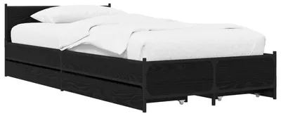 Zdjęcie produktu dla Rama łóżka z wezgłowiem z szufladą Czarny dąb 80 x 200 cm