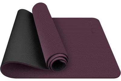 Immagine prodotto di Tappetino per ginnastica e yoga, spesso 0,6 cm, imbottito, antiscivolo, con tracolla, colore bordeaux/nero