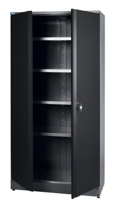 Produktbild von Küpper Hochschrank 70299, schwarz, 91x180x45cm, 4 stabile Fachböden mit je 75 kg Tragkraft, abschließbar