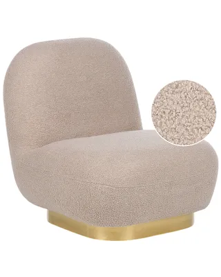Produktbild von BELIANI Sessel Beige Bouclé Stoff Gepolstert mit Goldenem Bein Ohne Armlehne Modern Elegant für Wohnzimmer Schlafzimmer Flur