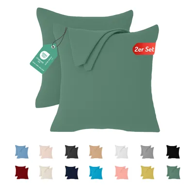 Produktbild von Jersey Kissenbezug 2er Set 40x40 cm 100% Baumwolle Lichtgrün