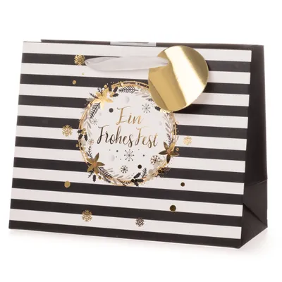 Produktbild von 12 x Geschenktüten Weihnachten in eleganter Ausführung 23 x 10 x 18 cm Papiertüten für Weihnachten Weihnachtsgeschenktüten Geschenktaschen Weihnachten