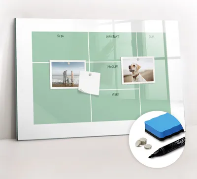 Produktbild von Magnetpinnwand Memoboard - Zubehörsatz - Schwarzer Marker + Schwamm + Magnete - 60 x 40 cm - Büroorganisator