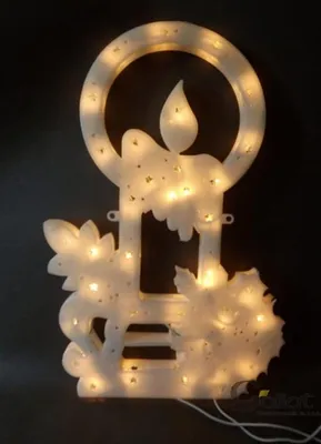 Productafbeelding van Decoratieve, lichtgevende hangende kerzenfiguur met 35 lichtjes, wit, werkt op netstroom