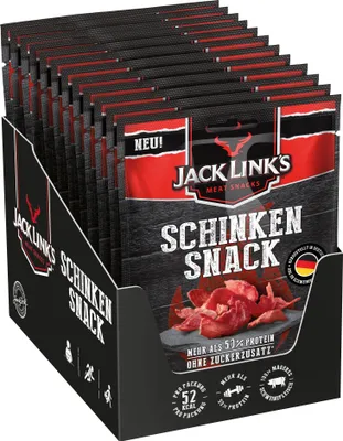 Produktbild von Jack Link's 2569 Karton, Meat snacks, Schweinefleisch, Jerky, 25 g, 1,123 kJ, 266 kcal