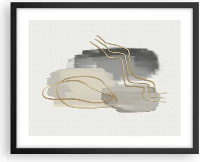 Produktbild von Gerahmtes Poster - Schwarzer Rahmen - Abstraktion Stück Gold - 50x40 cm - Wand Bild - Wanddeko - Wandbilder - Kunstposter - Wandposter - Bilderrahmen - Bilder - Kunstdruck - Wandbild - P2BAA50x40-4149