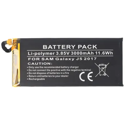 Zdjęcie produktu dla Bateria odpowiednia dla Samsung Galaxy J5 2017, Li-Polymer, 3.85V, 3000mAh, 11.6Wh, wbudowana, bez narzędzi