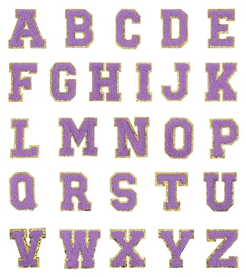 26 selbstklebende Chenille-Buchstaben-Patches, lila, A-Z