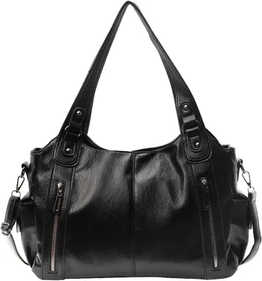 Produktbild von Vintage-Handtasche für Damen, Schultertasche mit mehreren Fächern, Tragetasche aus Kunstleder, Umhängetasche, für Schule und Reisen