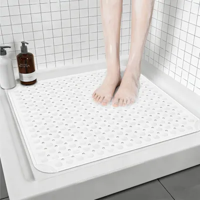 Zdjęcie produktu dla Omgoods - Maty pod prysznic antypoślizgowe, 80 x 80 cm, wykonane z miękkiego TPE, z otworami odpływowymi