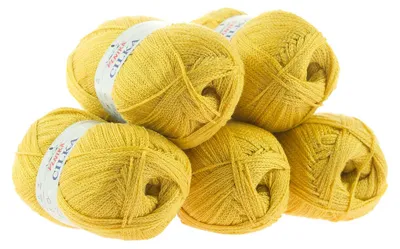 500g Strickgarn CILKA by VLNIKA Klassikgarn Strickwolle mit Schimmereffekt, gelb-limette