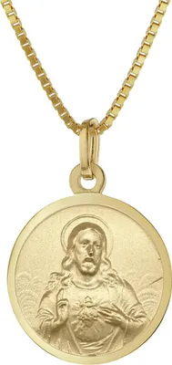 trendor 41482 Herz Jesu Anhänger Ø 16 mm Gold 333 mit goldplattierter Kette 1