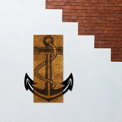 Produktbild von Wallity, Anchor- SKL1339, Nussbaumfarbe,Schwarz, Sonstige Wohndekorationen, 41 x 58 cm, 50% Holz (Dicke: 3 cm) / 50% Metall