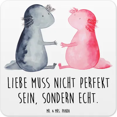 Produktbild von Mr. & Mrs. Panda Untersetzer für Gläser Axolotl Liebe 10er Set - Weiß - Geschenk, Lurch, Coaster, Ehemann, Flaschenuntersetzer, Verlobter, Tischuntersetzer