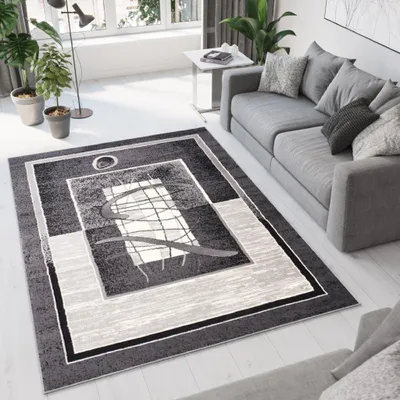 Produktbild von Tapiso Teppich DREAM Modern Creme Grau Schwarz Wohnzimmer  60 x 100 cm