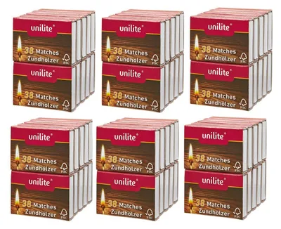 Obrázok produktu pre 60 krabičiek zápaliek Unilite, krabička na zápalky, drevené zápalky